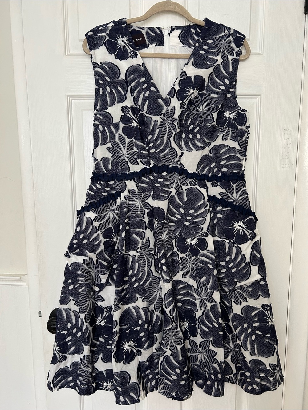 Talbot Runhof Leaf Print Dress